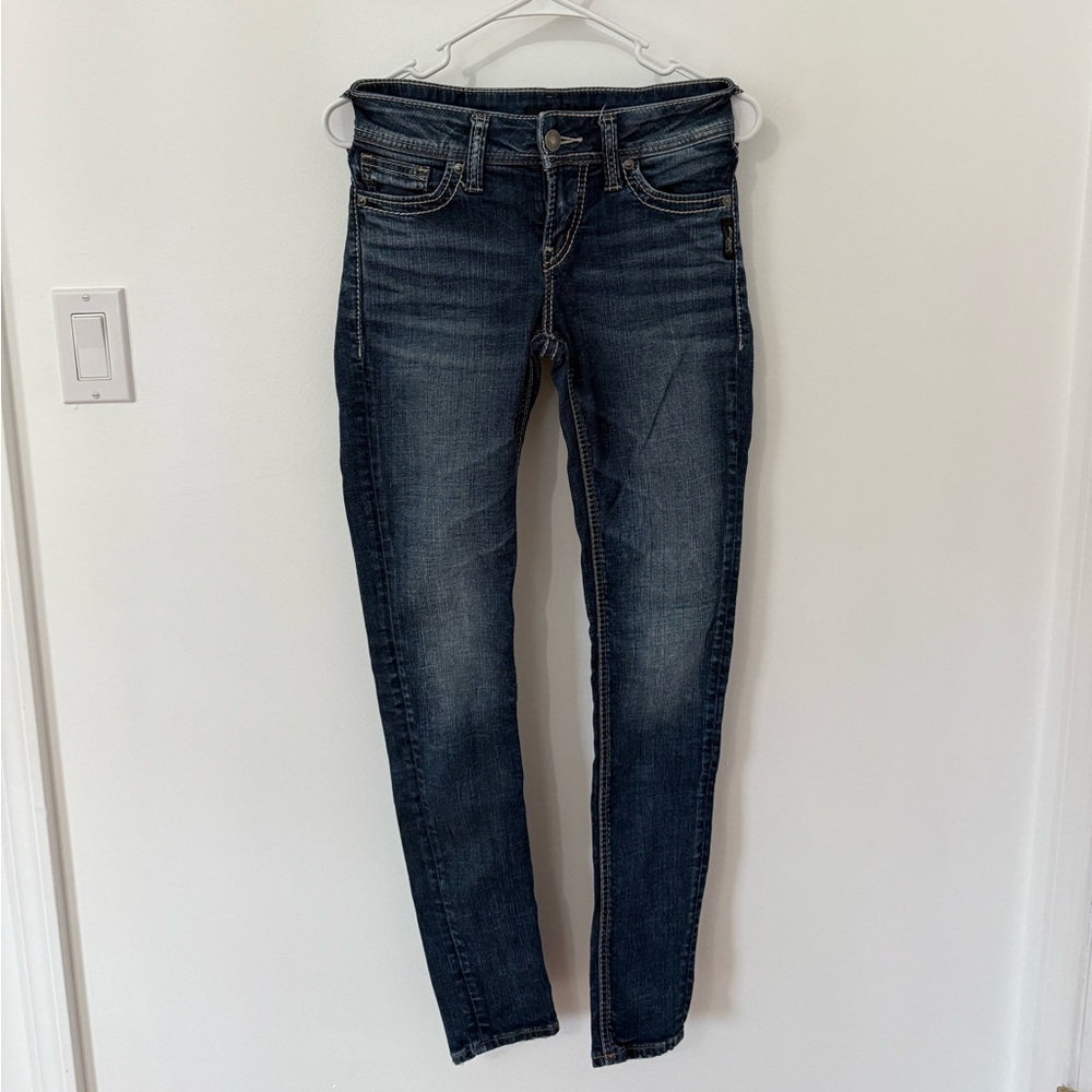 Women’s Silver Jeans Women's Dark Blue Elyse Skinny Jeans, Size W25 L31